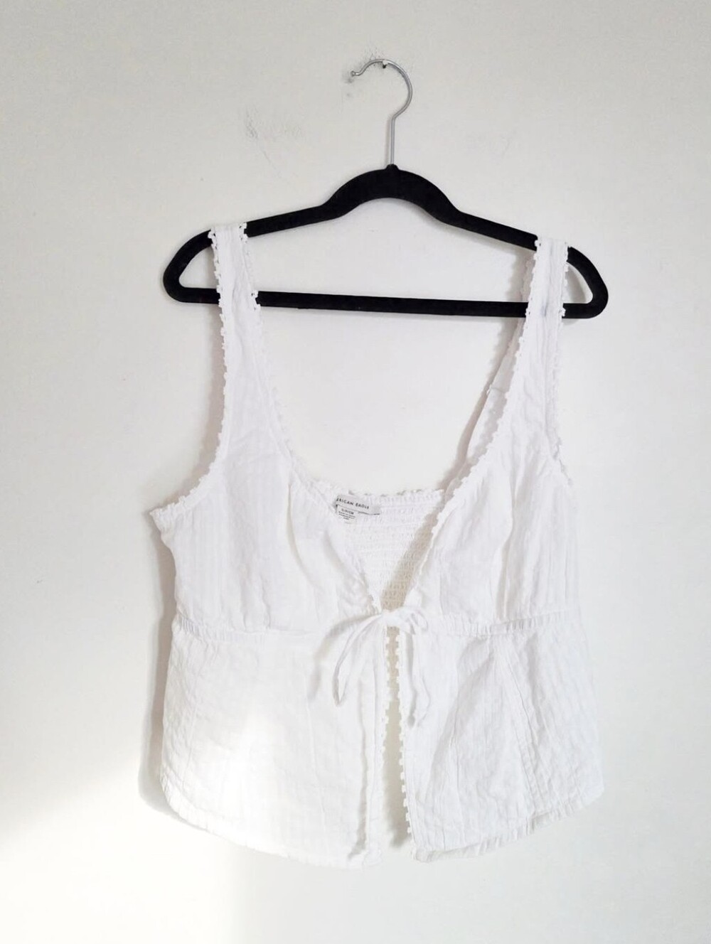 American Eagle Outfitters White Tie-Front Tank Top